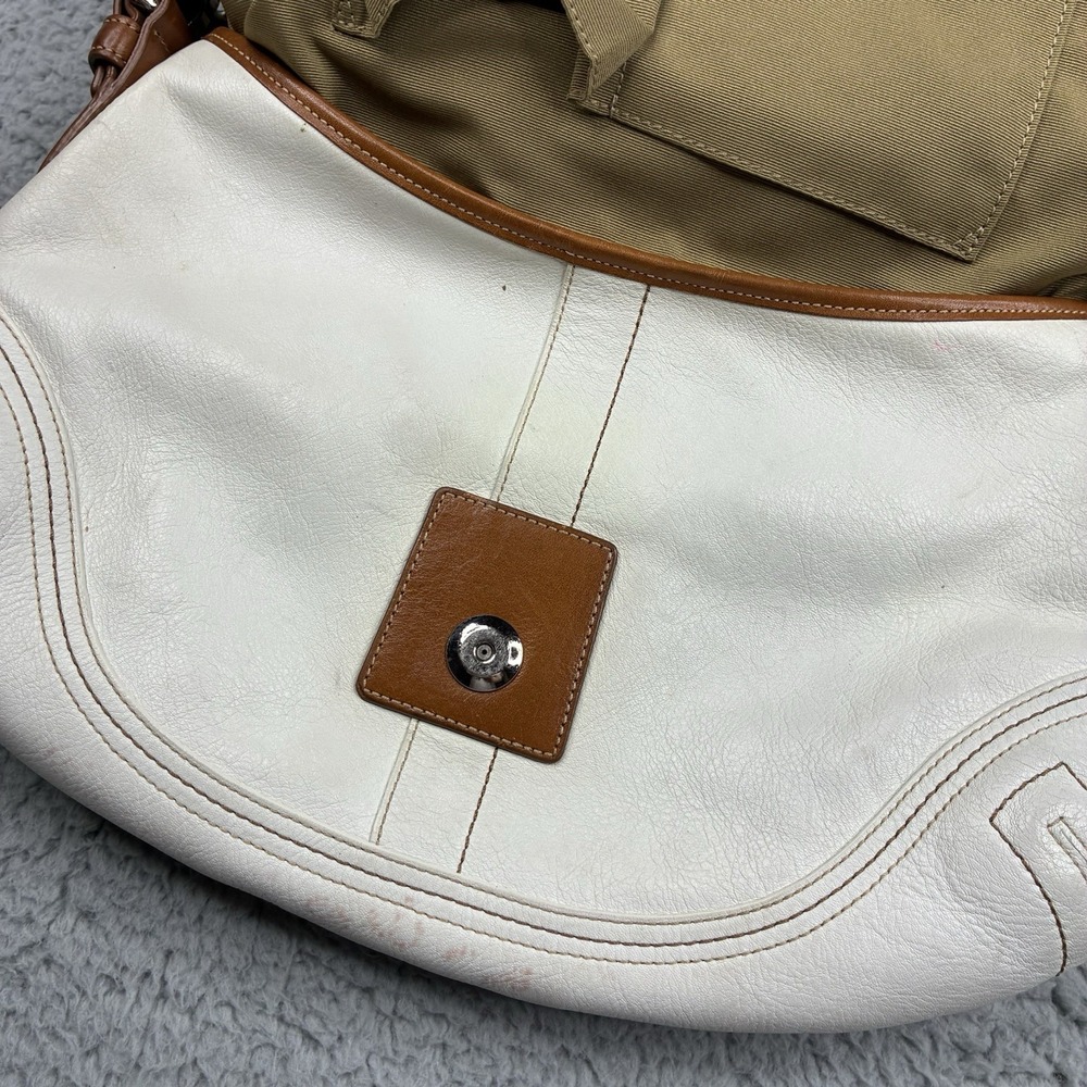 Coach Soho Flap F10192 Y2K White Brown Leather Shoulder Bag Purse - Picture 15 of 16